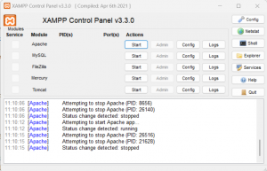 The XAMPP Control Panel